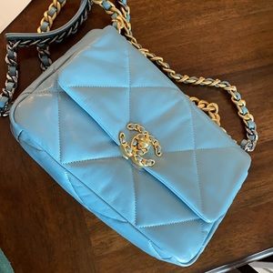 SOLD NWT Chanel 19 small size blue color 30p goatskin